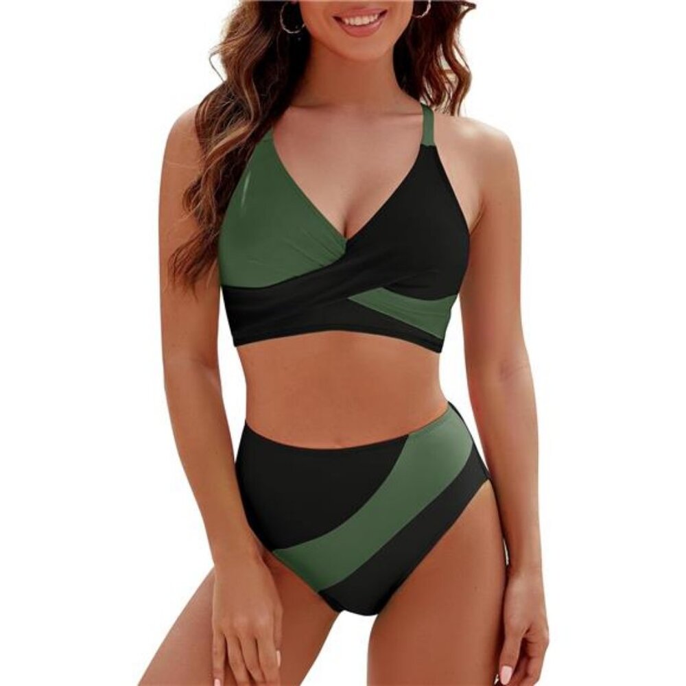Womens High Waisted Bikini Sets Criss Cross Two Piece Swimsuits